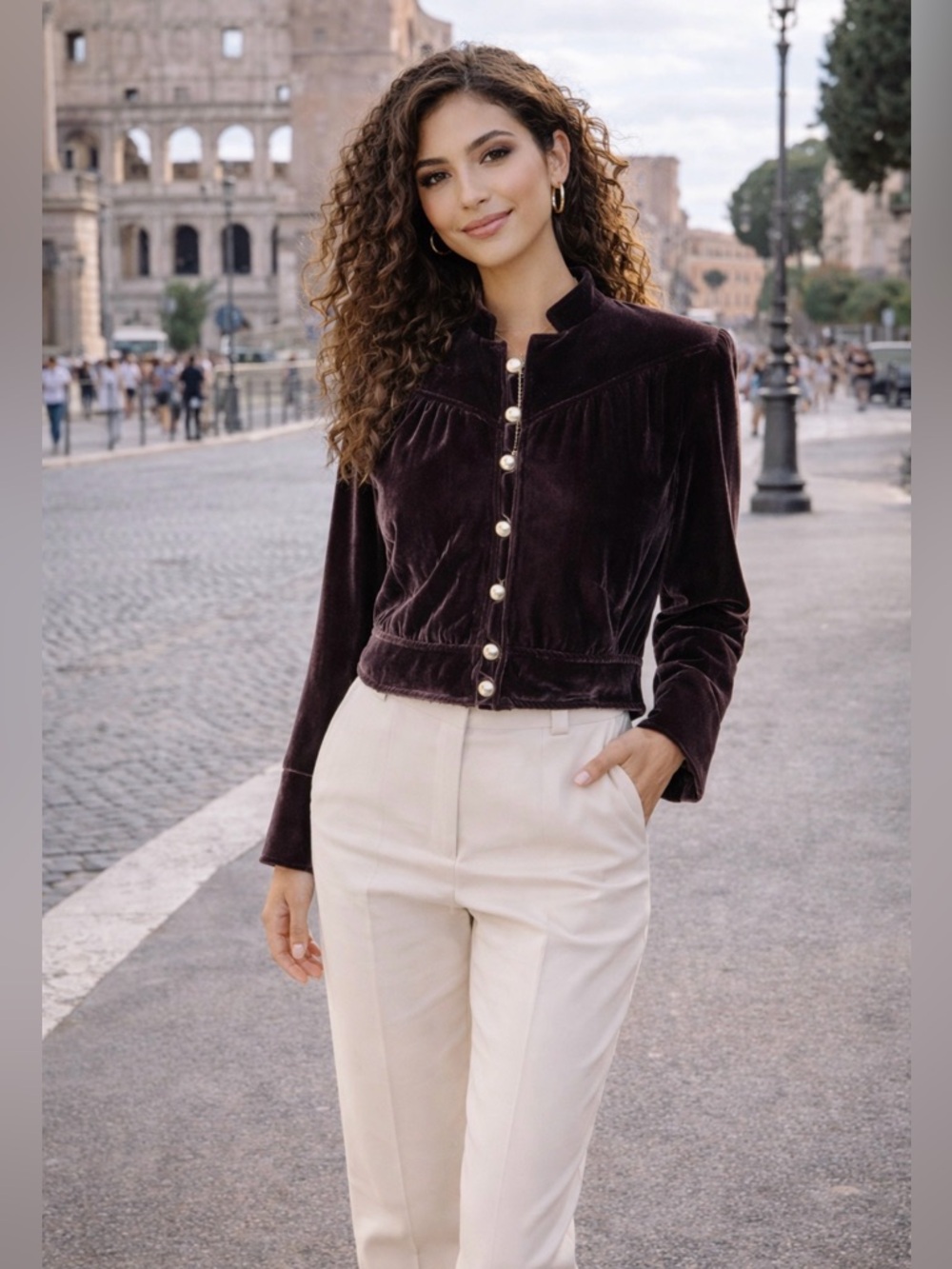 S & D Elegant Velvet Jacket in Rich Purple Sz L
